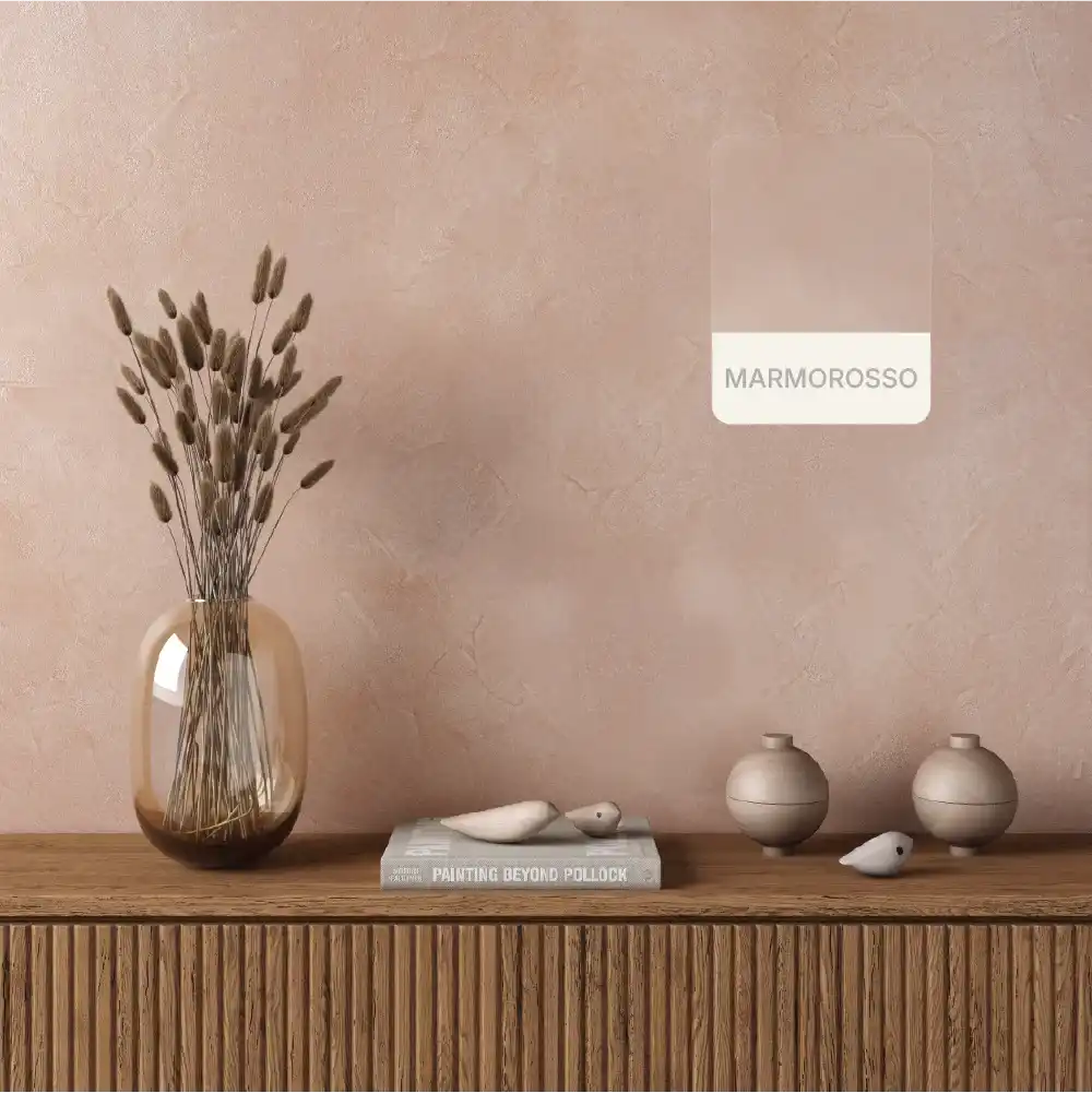 Finisaj Marmorosso roz pudrat într-un interior elegant